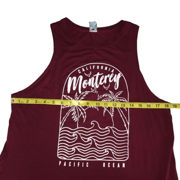 Monterey California Burgundy High Low Tank Top Size Large Pacific Ocean Soft - Picture 8 of 10